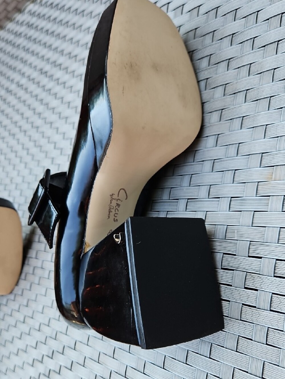 Circus NY Sam Edelman Khiara Platform Black Patent Mary Jane Block Heels Pump - Picture 9 of 17